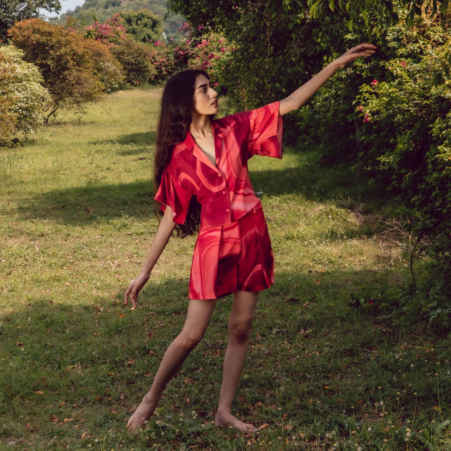 Sage Red Shirt Set