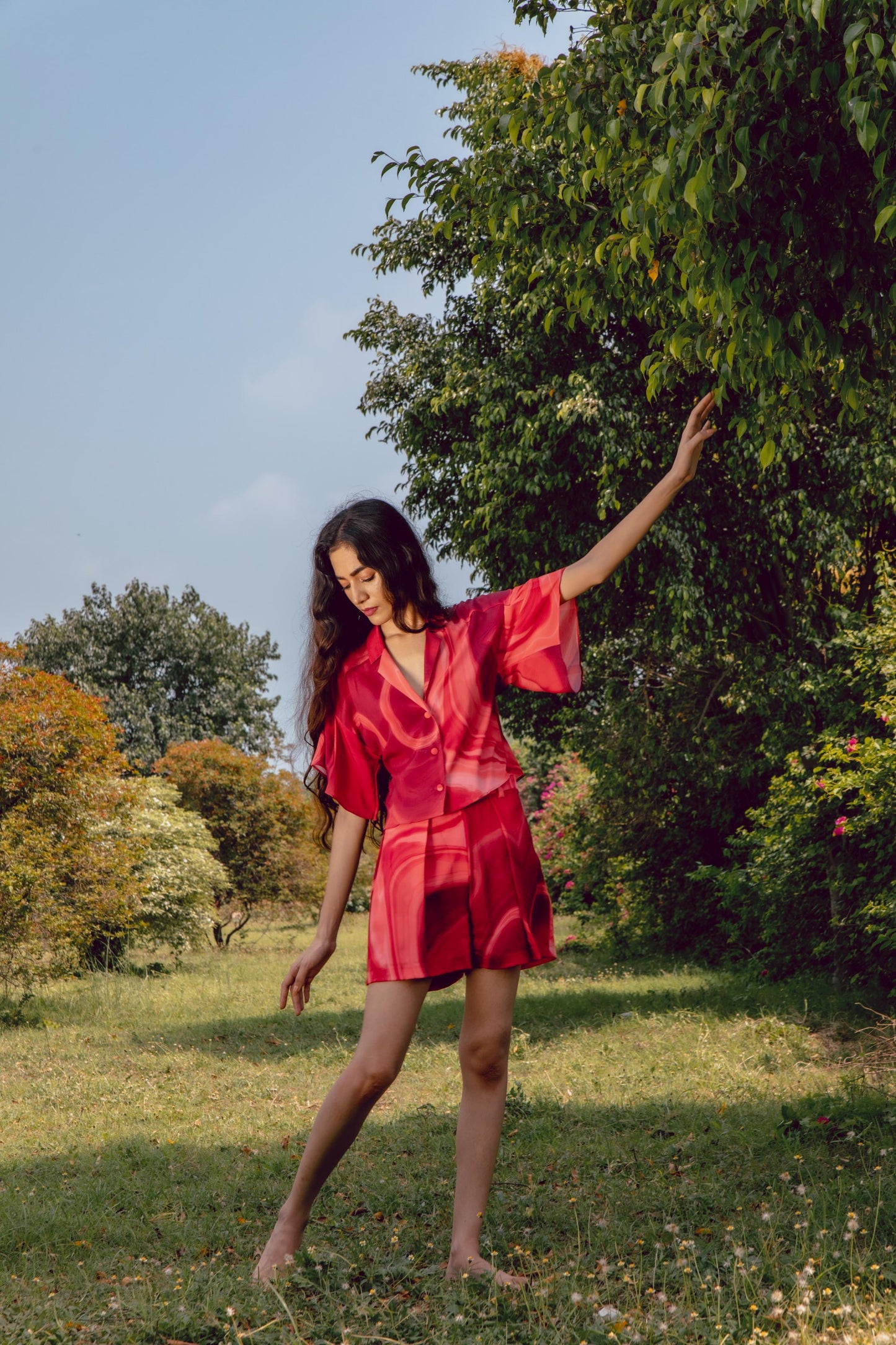 Sage Red Shirt Set