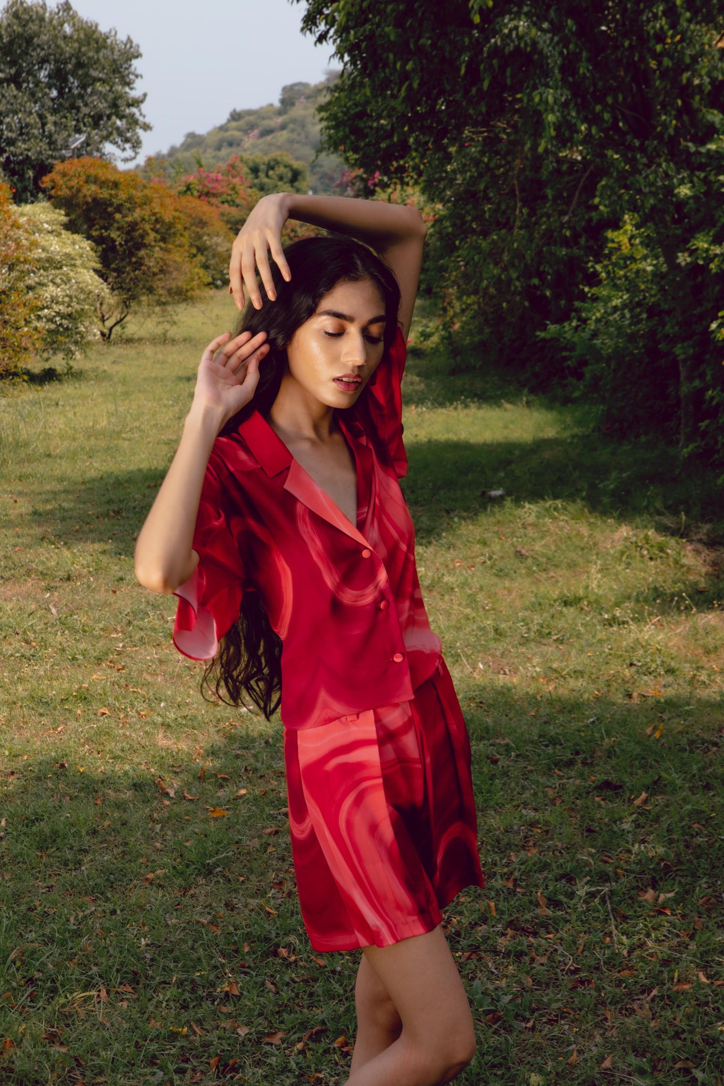 Sage Red Shirt Set