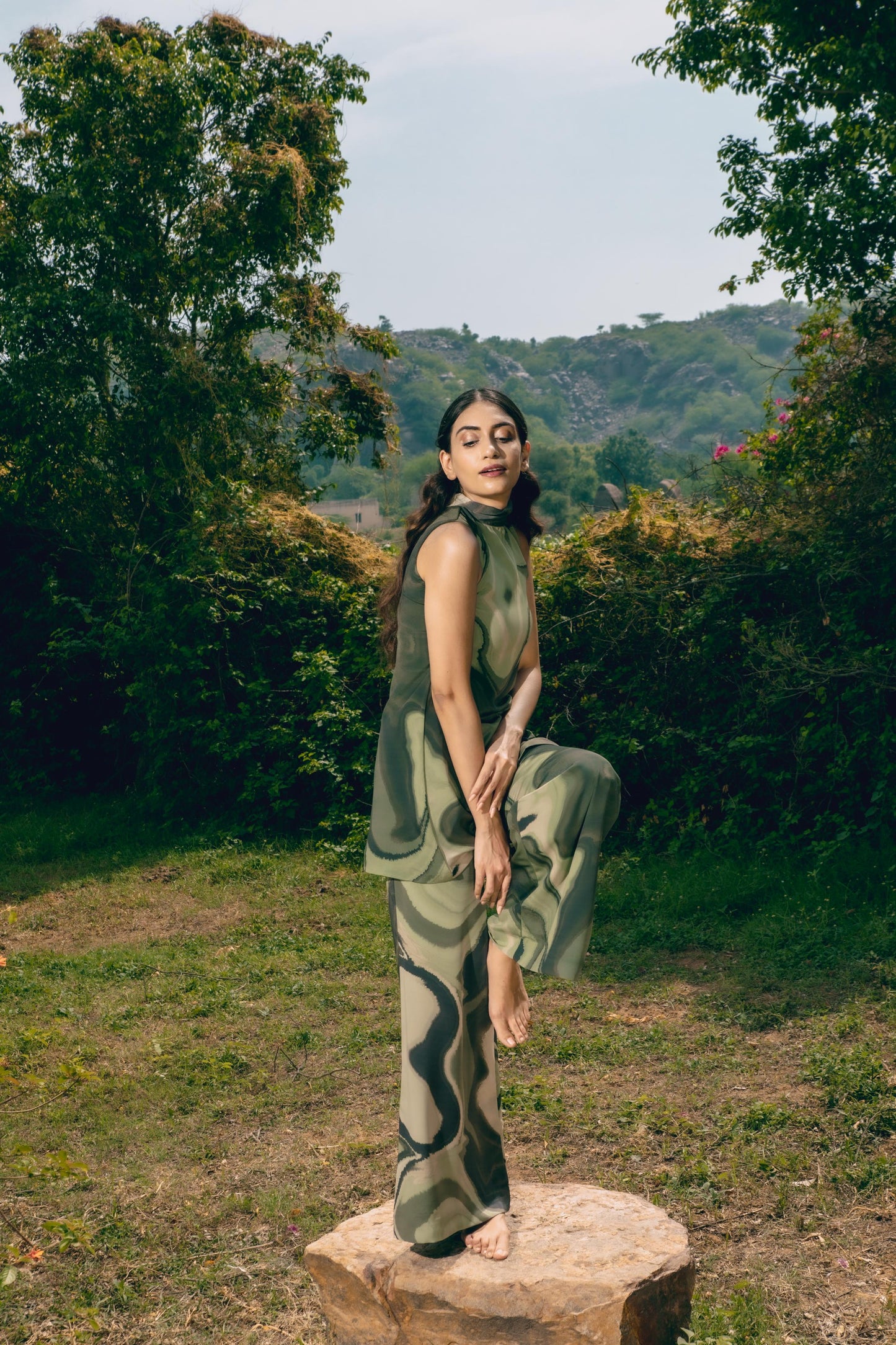 Serene Green Bow Co-ord Set