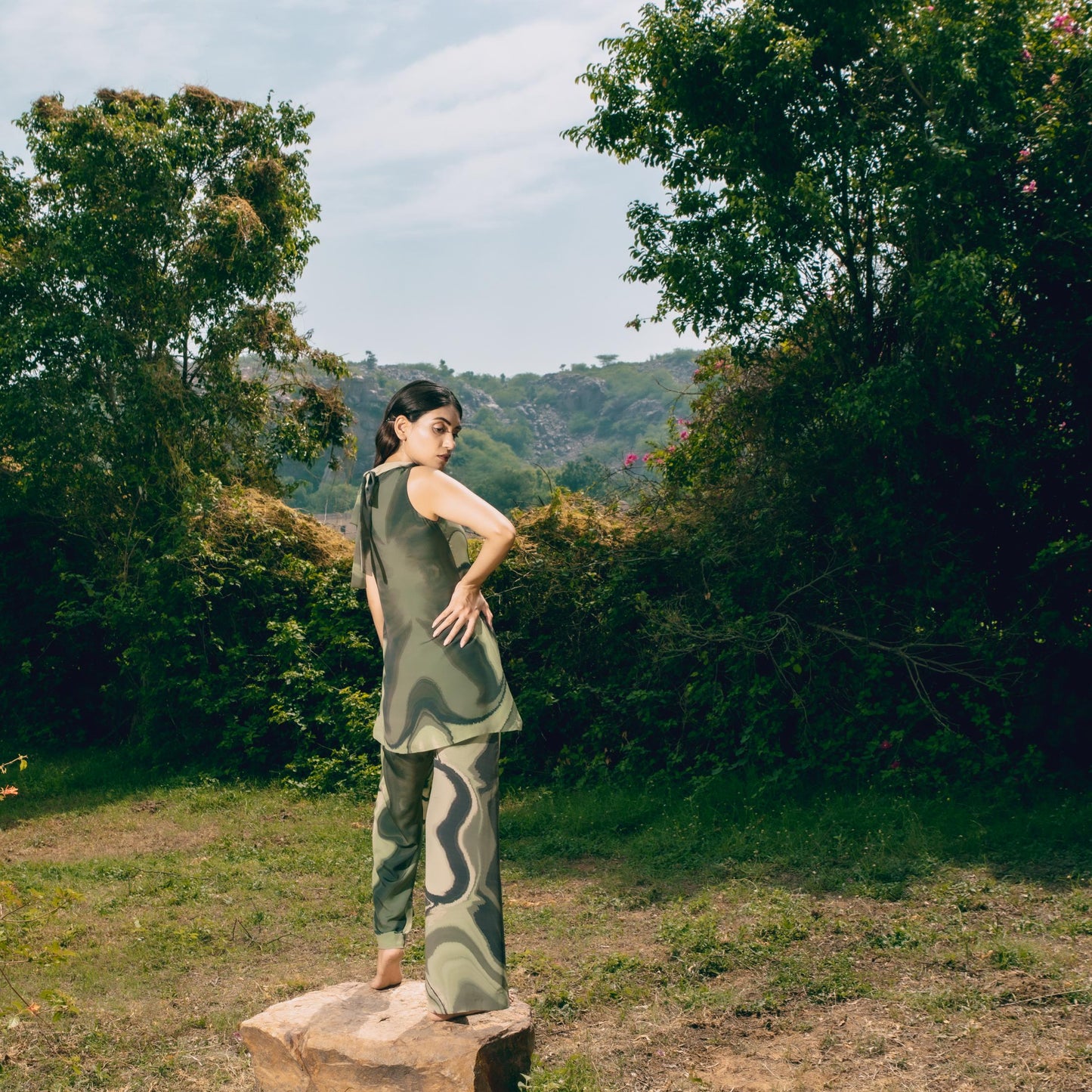 Serene Green Bow Co-ord Set